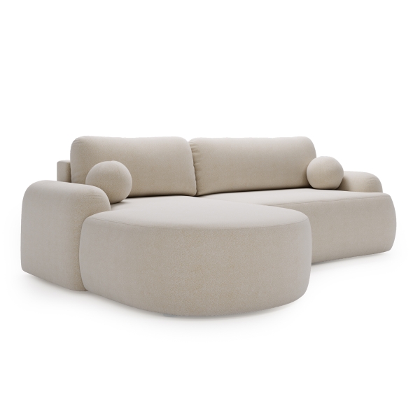 NOWOCZESNY NAROŻNIK AGAT L Z MIŁEJ TKANINY BARANEK FUNKCJA SPANIA - PÓŁPROFIL